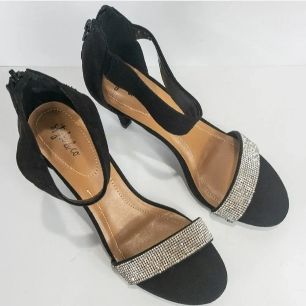 Style & Co Phillys Two-piece Evening Sandals Black -7 - Picture 7 of 9